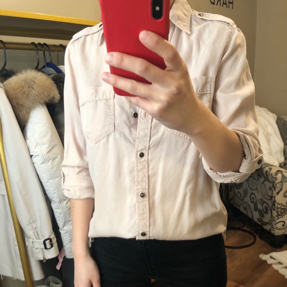 Express powder pink boyfriend shirt XS